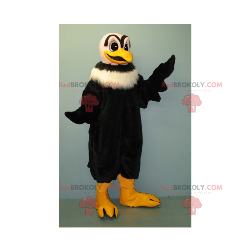Schwarzes Geier-Maskottchen mit weißem Kragen - Redbrokoly.com