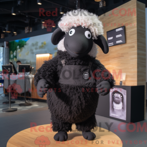 Svart Merino Sau maskot...