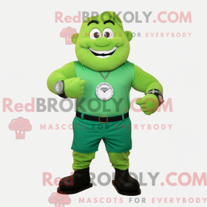 Green Strongman mascot...
