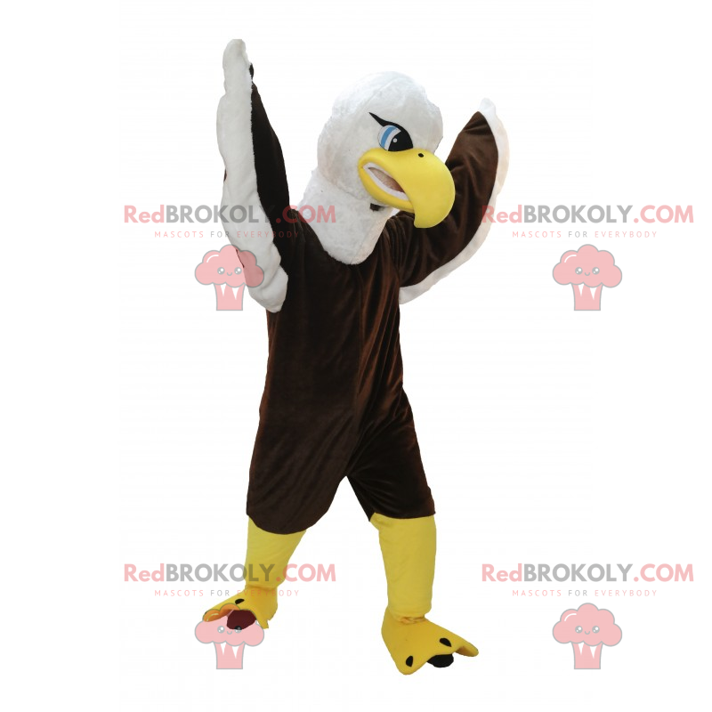 Mascote águia marrom e branca com olhos azuis - Redbrokoly.com