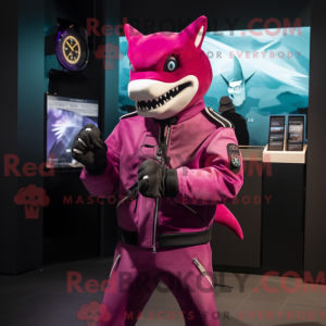 Magenta Shark Maskottchen...
