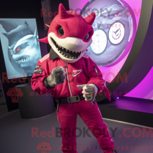 Magenta Shark Maskottchen...
