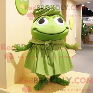 Olive Frog mascottekostuum...