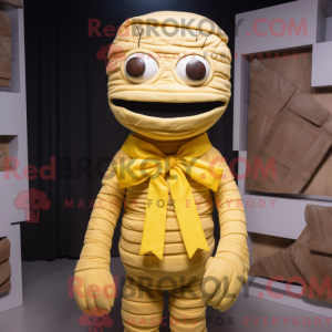 Gul Mumie maskot kostume...