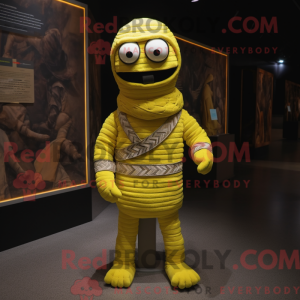 Gul Mumie maskot kostume...