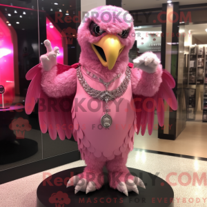 Pink Hawk maskot kostume...
