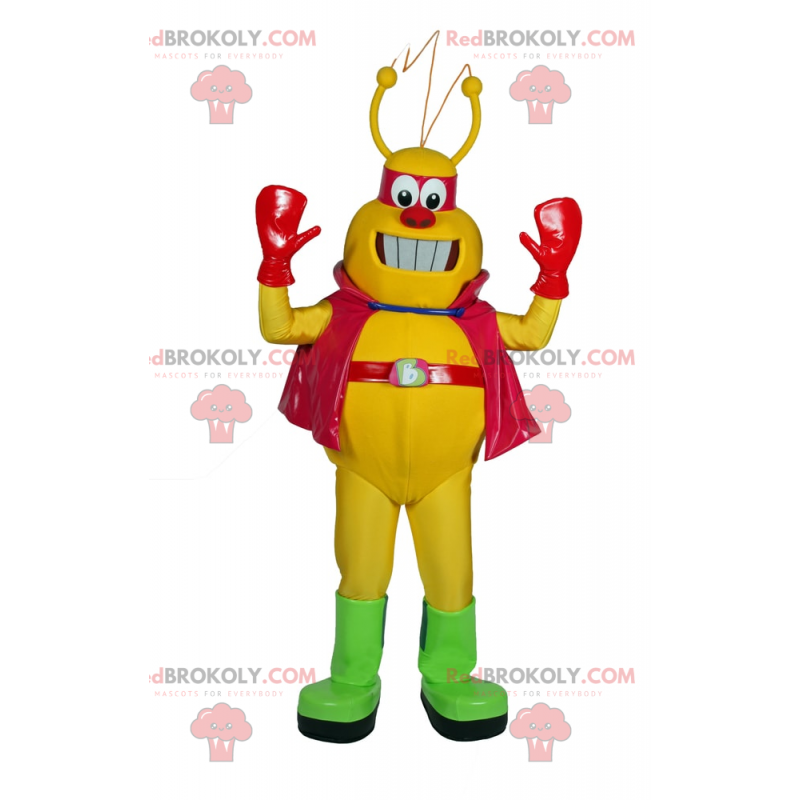 Yellow Alien mascot with cape - Redbrokoly.com