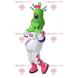 Mascotte aliena verde con vestito da astronauta - Redbrokoly.com