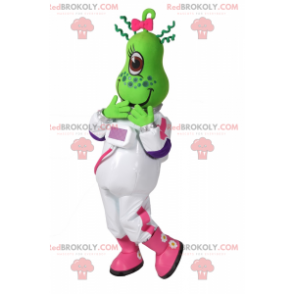 Groene alien mascotte met astronautenkostuum - Redbrokoly.com