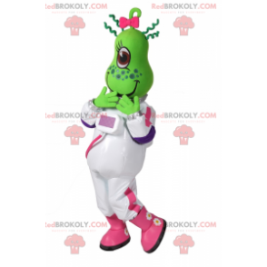 Grünes Alien-Maskottchen mit Astronauten-Outfit - Redbrokoly.com