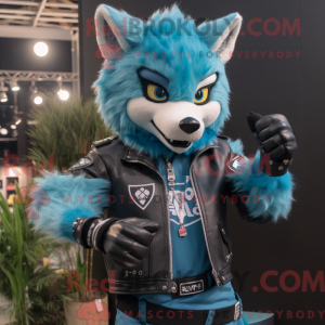 Cyan Say Wolf maskot...