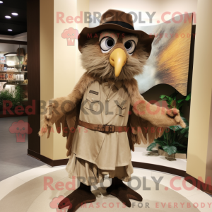 Tan Harpy maskot kostume...