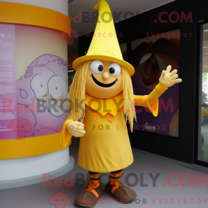 Gele heks mascottekostuum...