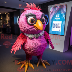 Fantasia de mascote de codorna magenta com macaquinho e anéis - Mascotes de codorna - REBROKO_245180 - RedBrokoly.com