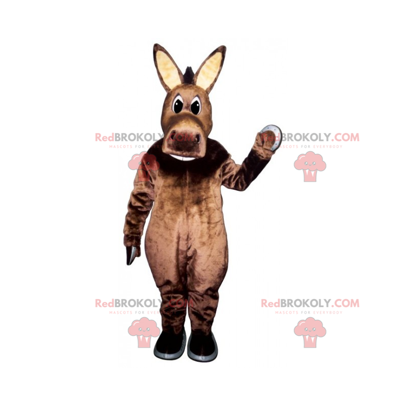 Esel Maskottchen mit großen beigen Ohren - Redbrokoly.com