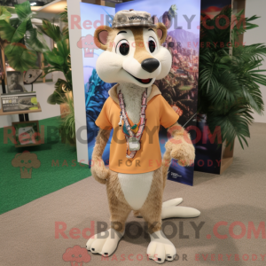 Tan Weasel maskot kostume...