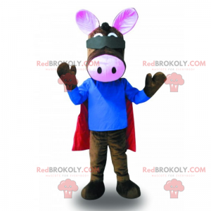 Ezel mascotte met rode cape - Redbrokoly.com