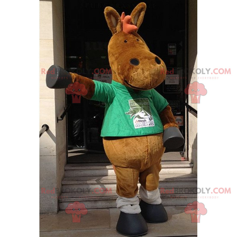 Donkey mascot with green t-shirt - Redbrokoly.com