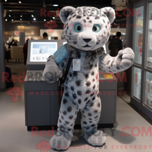 Gray Leopard mascot costume...