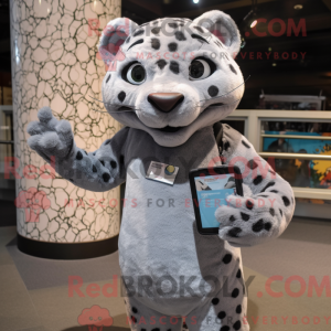 Gray Leopard mascot costume...