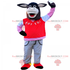 Donkey mascot in pants and sweater - Redbrokoly.com