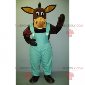 Esel Maskottchen in blauen Overalls - Redbrokoly.com