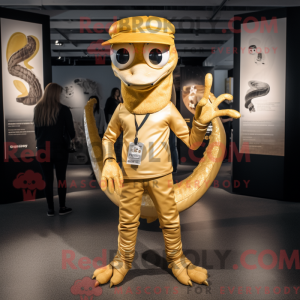 Guld Hydra maskot kostume...