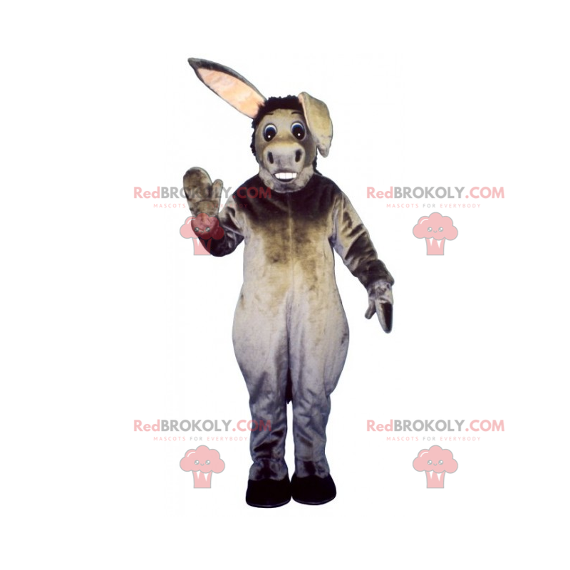 Mascote de burro cinzento com dentes visíveis - Redbrokoly.com