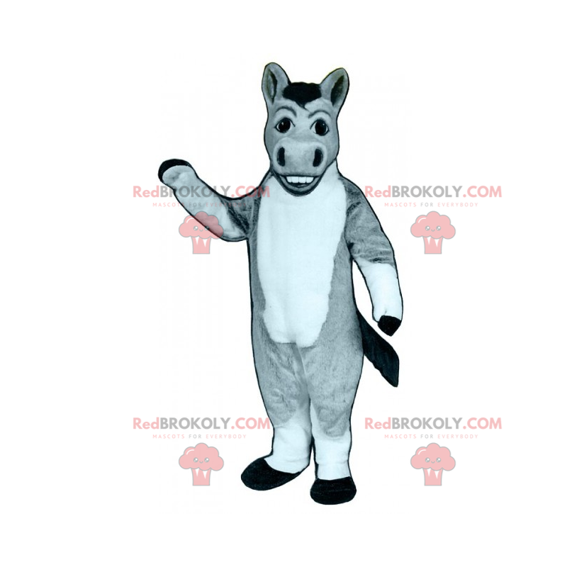 Mascotte asino grigio con grandi narici - Redbrokoly.com