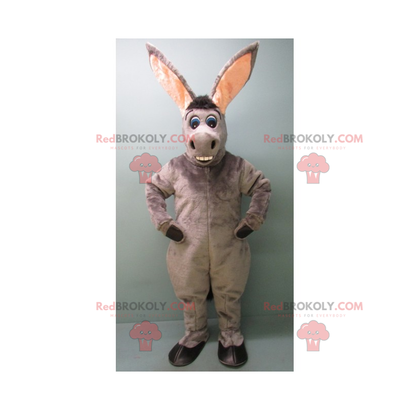 Gray donkey mascot with long ears - Redbrokoly.com