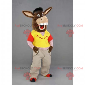 Grappige ezel mascotte met volledige outfit - Redbrokoly.com