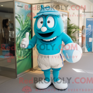 Cyan Rugby Ball maskot...