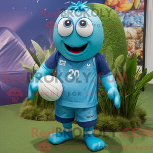 Cyan Rugby Ball Maskottchen...