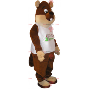 Dierlijke mascotte - Grote bruine beer met t-shirt -