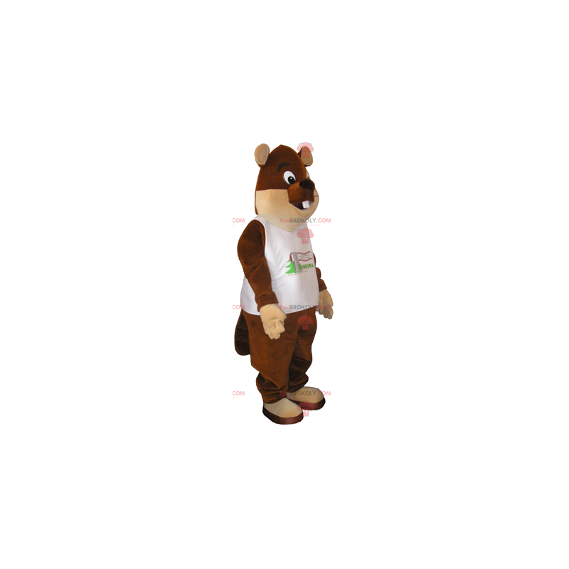 Djurmaskot - Stor brun björn med t-shirt - Redbrokoly.com