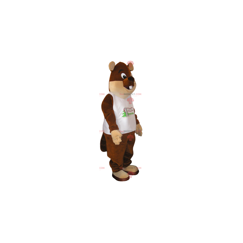 Dyremaskot - Stor brun bjørn med t-shirt - Redbrokoly.com Dyremaskot - Stor brun bjørn med t-shirt - Redbrokoly.com