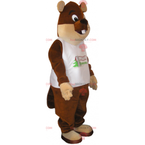 Mascote animal - Grande urso marrom com camiseta -