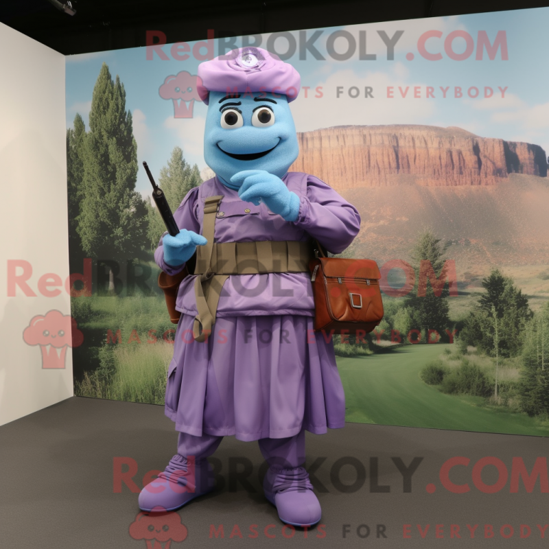 Fantasia de mascote de commando lavanda com saia longa e bolsas - Mascotes de comando - REBROKO_245456 - RedBrokoly.com