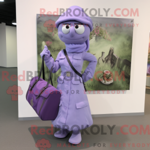 Fantasia de mascote de commando lavanda com saia longa e bolsas - Mascotes de comando - REBROKO_245458 - RedBrokoly.com