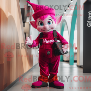 Magenta Elf maskot kostume...