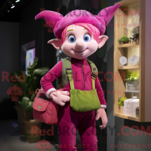 Magenta Elf maskot kostyme...