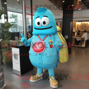 Cyan Ramen maskotdraktfigur...
