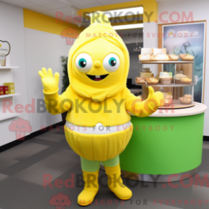 Fantasia de mascote Cupcake amarelo-limão com moletom e luvas sem dedos - Cupcake Mascotes - REBROKO_245516 - RedBrokoly.com