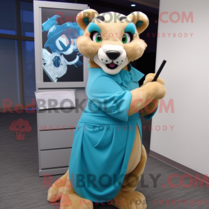 Cyan Mountain Lion mascot...