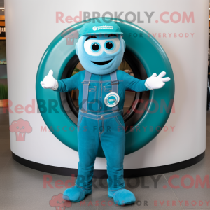 Teal Plate Spinner maskot...