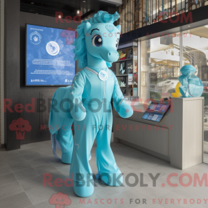 Cyan Mare maskotdraktfigur...