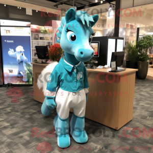 Cyan Mare maskotdraktfigur...