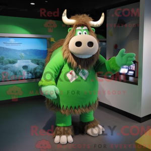 Grøn Yak maskot kostume...