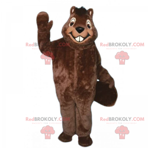 Mascotte de grand castor souriant - Redbrokoly.com