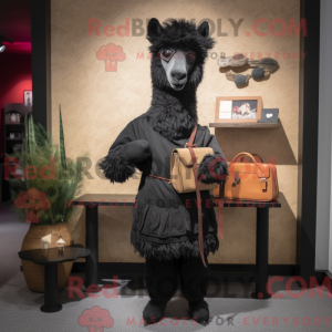 Zwart lama-mascottekostuum...